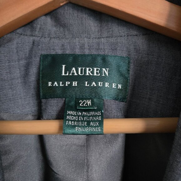 Ralph Lauren Wool Blend Blazer Jacket Grey Size Women's 22W Plus Career Work - Picture 2 of 10